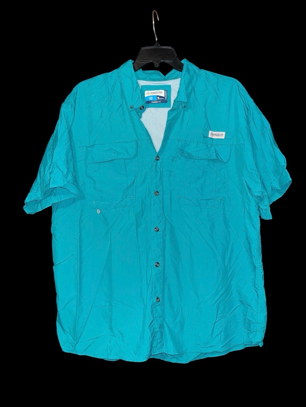 Magellan Outdoors Teal Short-Sleeve Button-Up Fishing Shirt